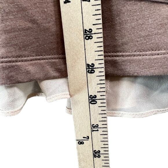 LOGO Lori Goldstein Cardigan Womens M Brown Layered Hem Swiss Dot Layers Lounge - Picture 9 of 15